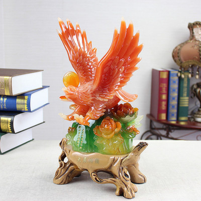 大鵬展翅老鷹擺件 仿玉仿琉璃樹脂工藝品的精美開業(yè)喬遷禮品